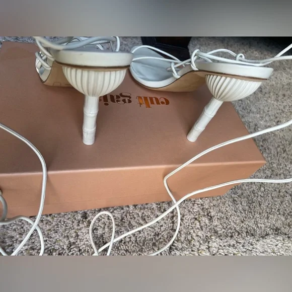 Cult Gaia Soleil lace up heel. Size 7.5. Off white - Picture 7 of 11